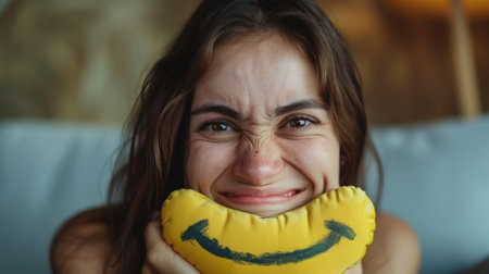 Mental health assessment, max positive. Select positive emotion, Thinking boost energy or fresh wellness, World mental health day concept. Generative ai.の素材