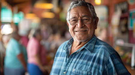 Romantic man senior dancing to music during dance course. Happy old man attend salsa dancing class. Leading active and healthy lifestyle. Generative ai.の素材
