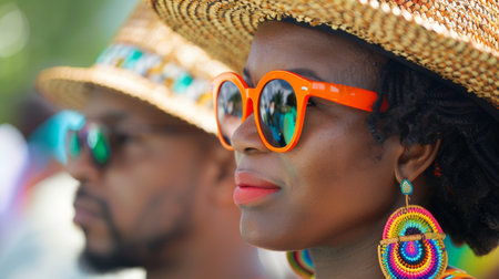 Young african-american people for Juneteenth and african liberation day concept. Juneteenth Parade and Festival. Black History Month. Generative ai.の素材