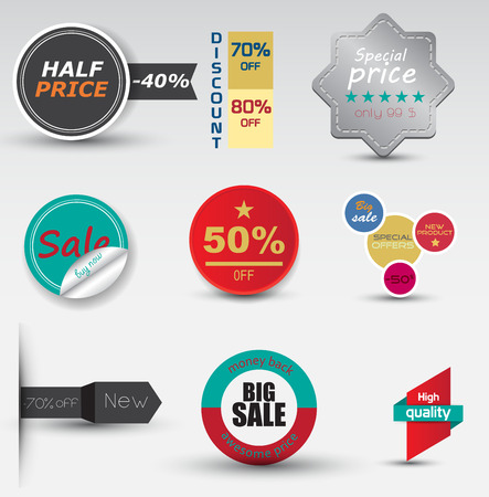 Vector set with round seals, stamps, labels or badgesのイラスト素材