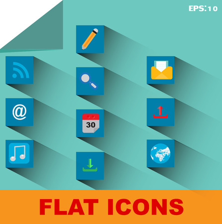 Flat icons set for Web and Mobile Applicationsのイラスト素材