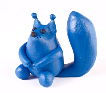 Plasticine squirrel isolated over whiteの写真素材