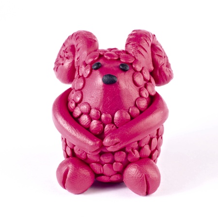 Plasticine lamb isolated over whiteの写真素材