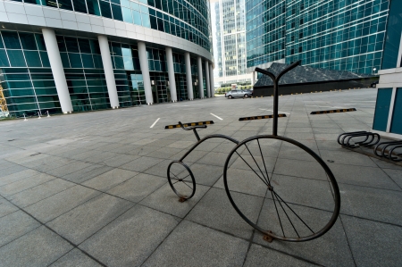 Bicycle parking at Moscow International Business Centerの写真素材