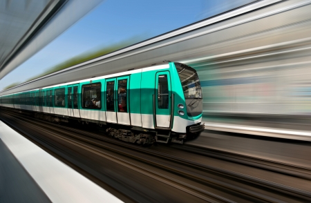Fast motion of Paris metro trainの写真素材