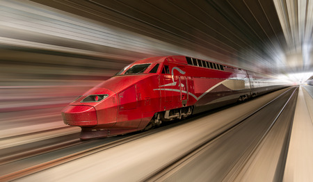 High-speed train with motion blurのeditorial素材