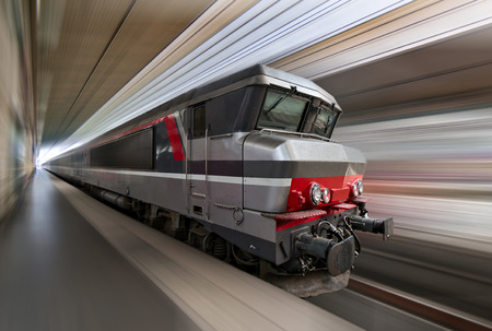 High-speed train with motion blurのeditorial素材