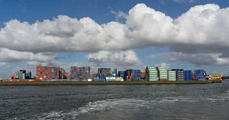 Containers in Rotterdam port, Netherlandsのeditorial素材