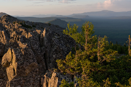 Trees on rocks in Nature park Iremelの写真素材