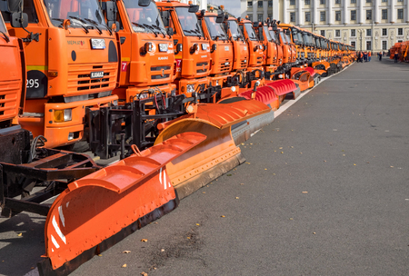 ST.PETERSBURG, RUSSIA - September 12: Parade of municipal cleaning trucks in Saint Petersburg, Russia on September 12, 2016のeditorial素材