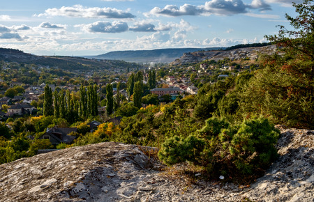Aerial view of Bakhchisaray in Crimeaの写真素材