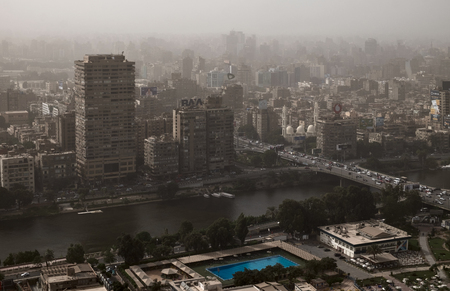 EGYPT, CAIRO - October 25: Dense smog over Cairo on October 25, 2018のeditorial素材