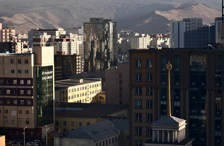 Ulaanbaatar / Mongolia - November 16 2018: Aerial view of the cityのeditorial素材