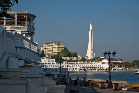 Sevastopol / Crimea - August 31 2018: Embankment and Bayonet and Sail monumentのeditorial素材