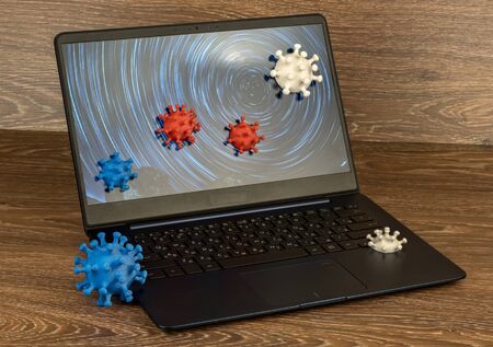 Concept: infected computer and contaminated surfaceの写真素材