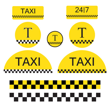 Set of Taxi objects and symbols.の写真素材
