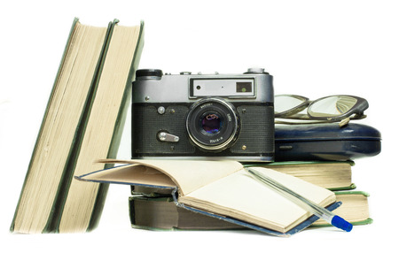 retro items on a white background.の写真素材