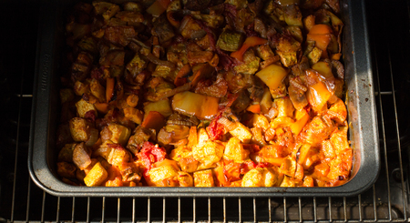 juicy vegetable stew cooked in the ovenの写真素材