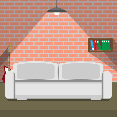 Sofa on the brick wall backgroundのイラスト素材