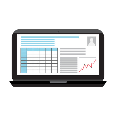 Business infographics image on a black laptop screen.のイラスト素材