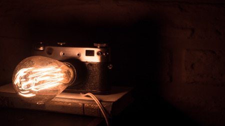 old vintage camera in the form of a lampの写真素材