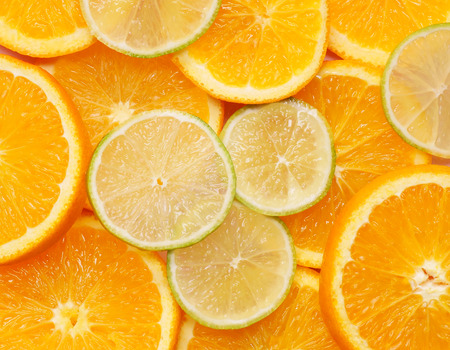 fresh citrus, Orange and lime. closeupの写真素材