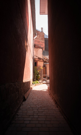 Vintage Italian alleys. Summer, sunny dayの写真素材