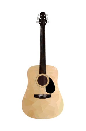 low poly acoustic guitar on a white background. isolatedのイラスト素材