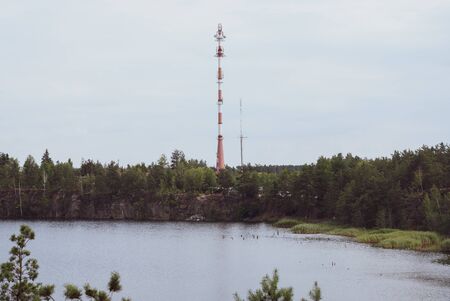 cell tower in the forestの写真素材