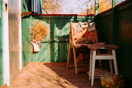 old porch of the house. autumnの写真素材
