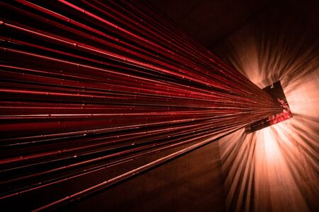 Cable-stayed bridge of red color.の写真素材