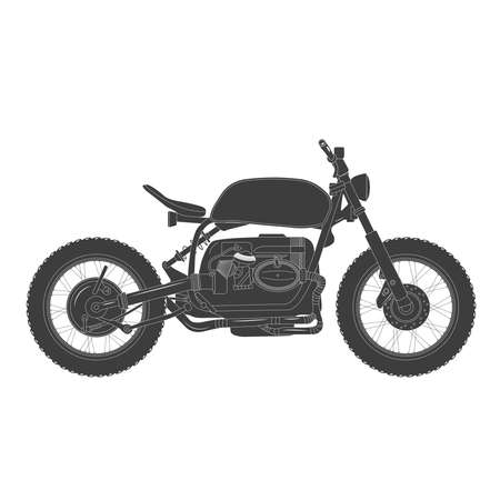 scrambler vintage motorcycle, cafe racer theme. black and white colorsのイラスト素材
