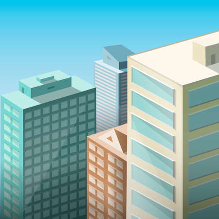 City landscape. Megapolis. three-dimensional view of the city. vector graphic.のイラスト素材