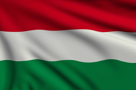 3d illustration flag of Hungaryの写真素材