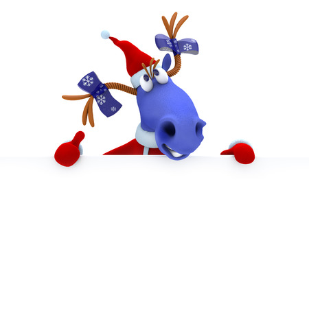 3d illustration blue horse with a reportの写真素材