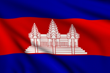 3d illustration flag of Cambodiaの写真素材