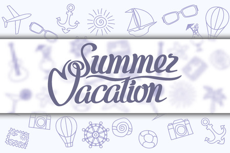 Summer Vacation. The inscription on a blurred background.のイラスト素材