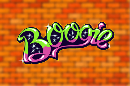 Boogie inscription on blurred background in the form of bricksのイラスト素材