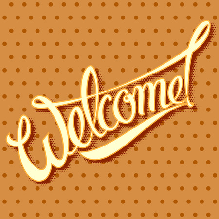Welcome an inscription in a pop art style.のイラスト素材