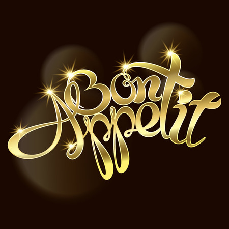Bon appetit an inscription Gold text. Vector illustrationのイラスト素材