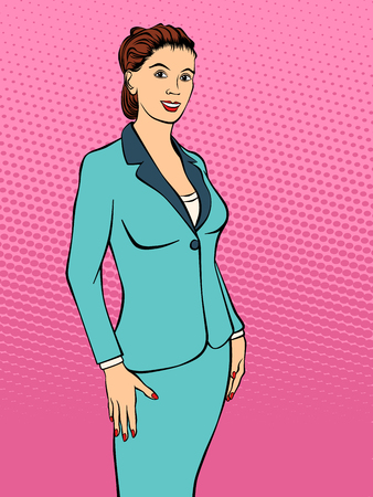 Portrait of a businesswoman. Retro style pop art. Vector illustrationのイラスト素材