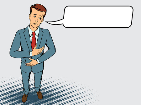 Man suffers from a disease. Retro style pop art. Vector illustrationのイラスト素材