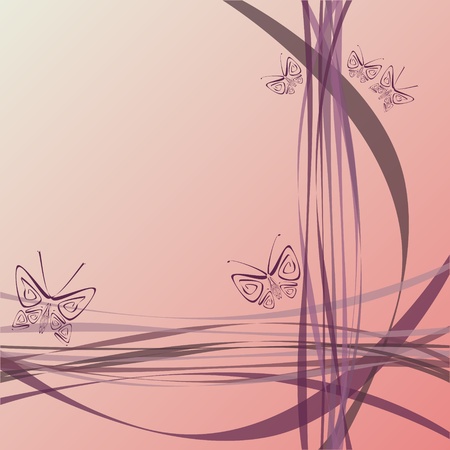 fine pink card with stripes and butterfliesのイラスト素材