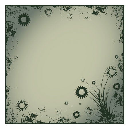 nice spotted old frame with abstract flowersのイラスト素材