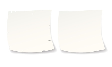 two isolated white paper blank reminders for text or logoのイラスト素材