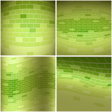 new set of royalty free abstract backgrounds with green bricks can use like wallpapersのイラスト素材