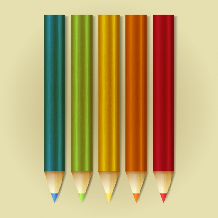 new set of rainbow colored pencils can use like office tools iconsのイラスト素材