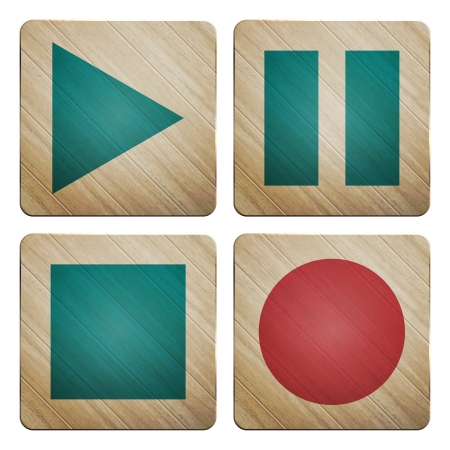 new set of wooden icons can use like buttons for modern multimedia interface のイラスト素材