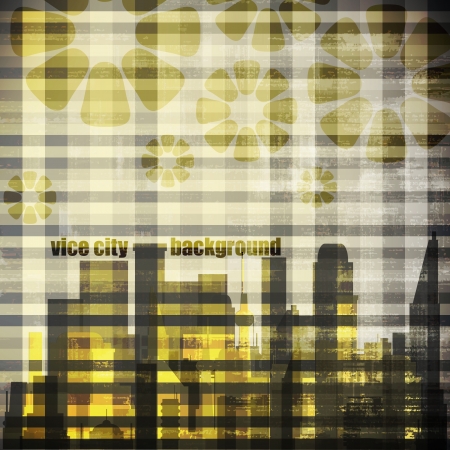 new grunge background with cityscape silhouette and flowers can use like modern posterのイラスト素材