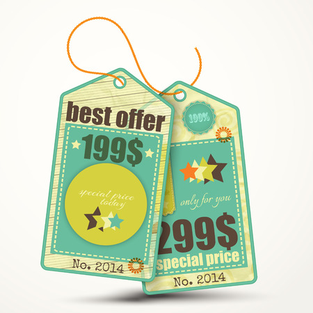 vintage style sale tags designのイラスト素材